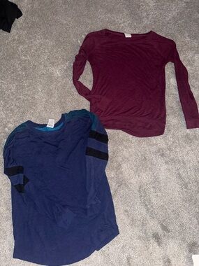 PINK- victoria secrets blue and burgundy long sleeve tee
